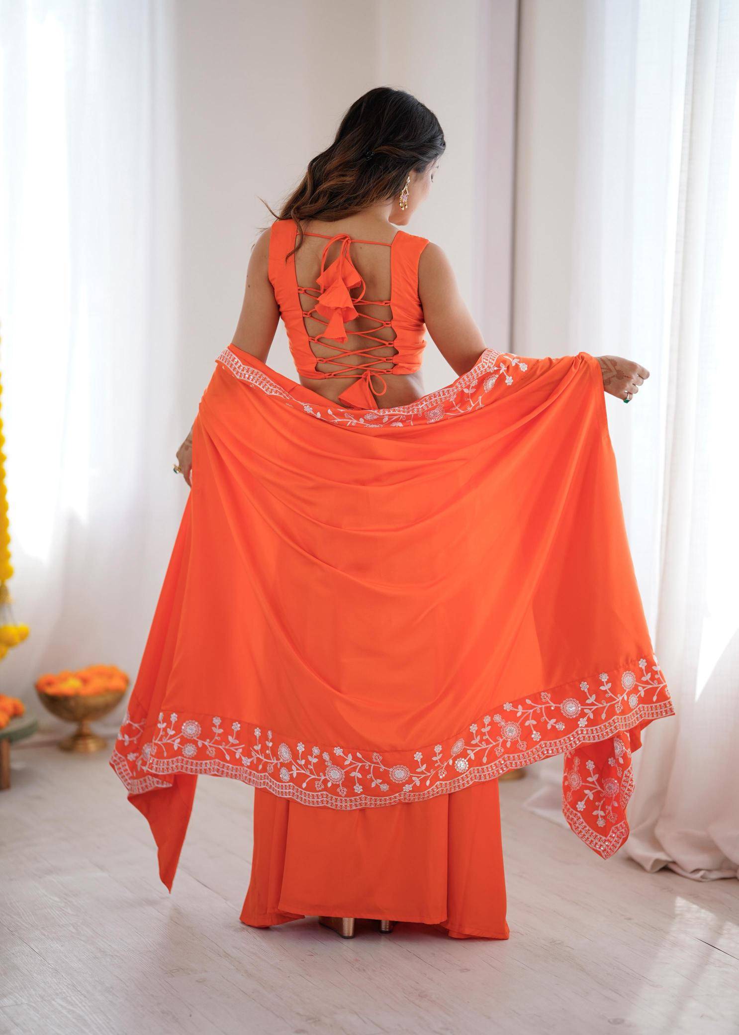 SP 73 Crep Orange Latest lehenga choli collection in Surat